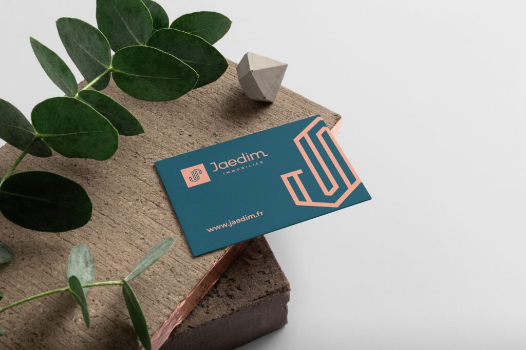 Jaedim Immobilier – Création du logo, de la carte de visite, du papier en-tête de lettre et testes pour des enseignes